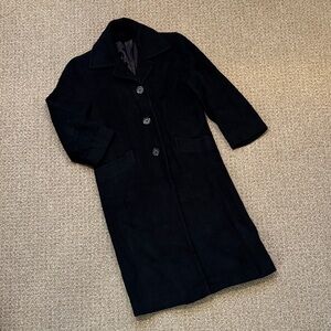 Camel Wool Classic Black Long Coat